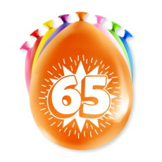 Party Ballonnen Hoera 65 Jaar (8st)