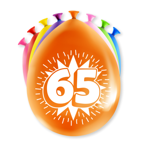 Party Ballonnen Hoera 65 Jaar (8st)