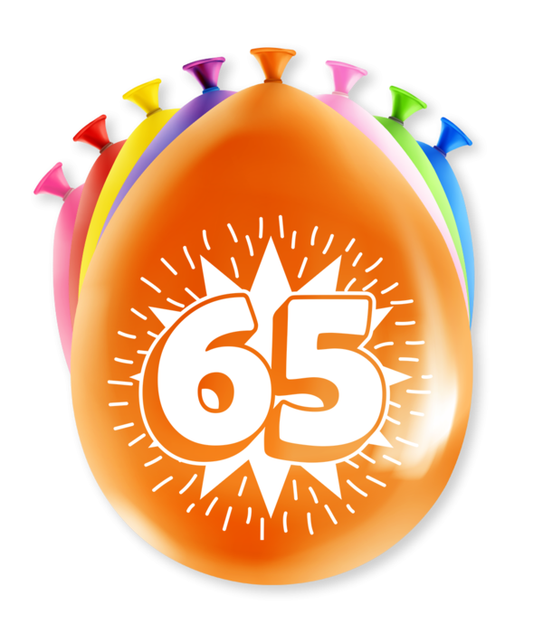 Party Ballonnen Hoera 65 Jaar (8st)