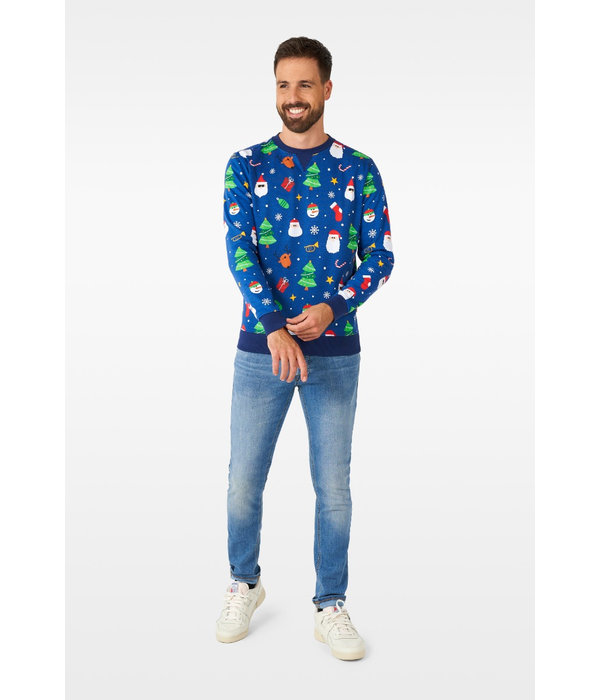 Kersttrui Festive Blauw
