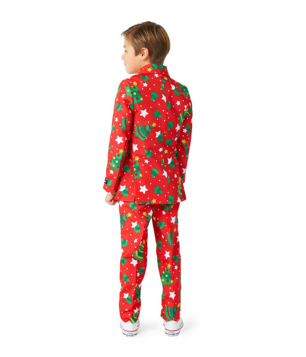 Kostuum Kind Rood Kerstboom Stars