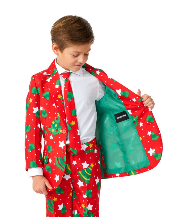 Kostuum Kind Rood Kerstboom Stars