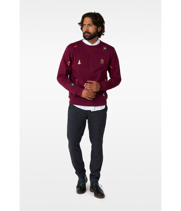 Kersttrui X-Mas Icons Bordeaux Rood