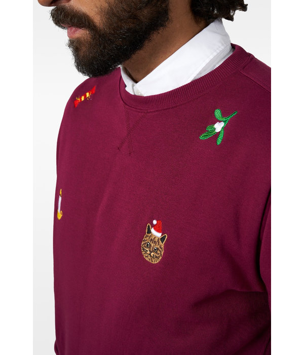 Kersttrui X-Mas Icons Bordeaux Rood