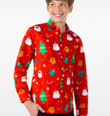 Rood Overhemd Kerstfiguren Tiener Jongens