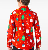 Rood Overhemd Kerstfiguren Tiener Jongens
