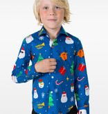 Blauw Overhemd Kerstfiguren Kind