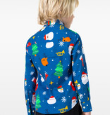 Blauw Overhemd Kerstfiguren Kind