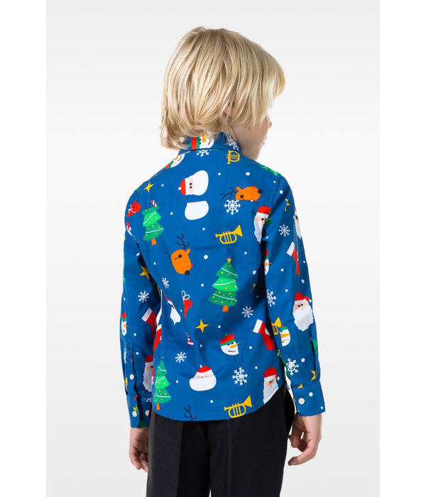 Blauw Overhemd Kerstfiguren Kind