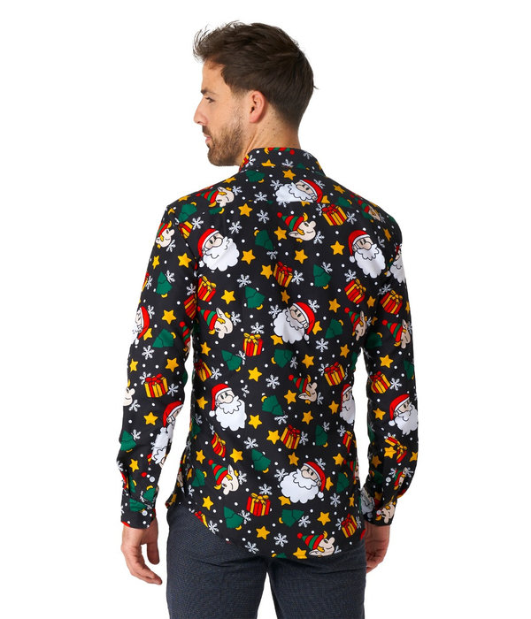 Kerst Overhemd Zwart Santa Elves