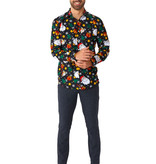 Kerst Overhemd Zwart Santa Elves