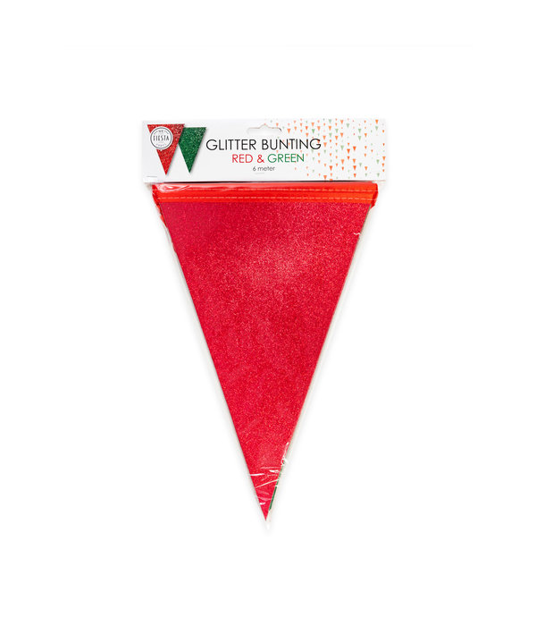 Glitter Vlaggenlijn Rood/Groen (6m)