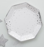 Witte Bordjes met Zilveren Sterren (8st)