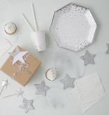 Witte Bordjes met Zilveren Sterren (8st)