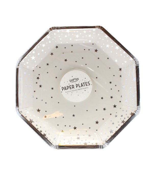 Witte Bordjes met Zilveren Sterren (8st)