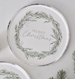 Bordjes Merry Christmas Kerstkrans Wit (8st)