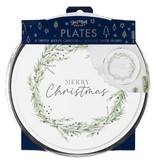 Bordjes Merry Christmas Kerstkrans Wit (8st)