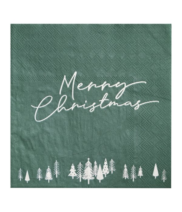 Servetten Merry Christmas Groen (16st)