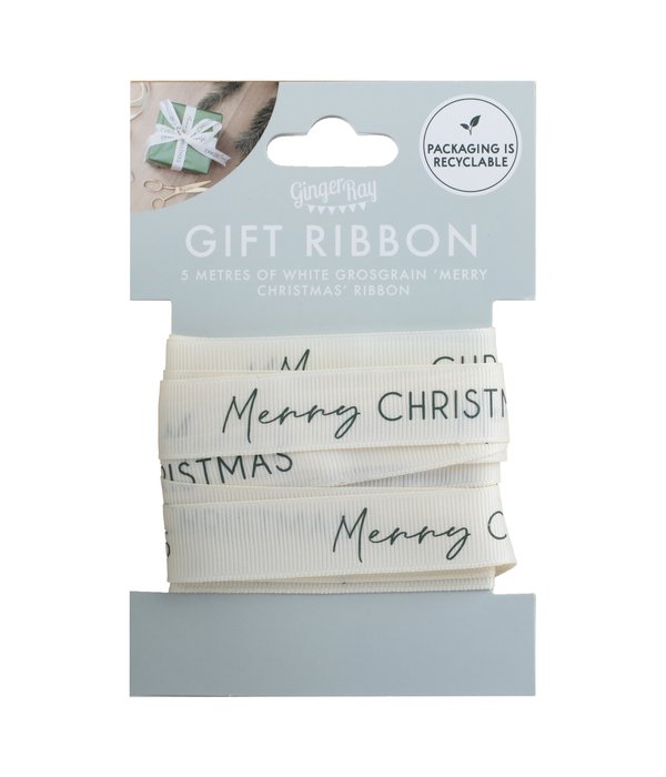 Cadeaulint Merry Christmas Wit (5m)