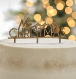 Caketopper Merry Christmas Hout