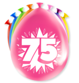 Party Ballonnen Hoera 75 Jaar - 8 Stuks