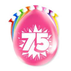 Party Ballonnen Hoera 75 Jaar - 8 Stuks