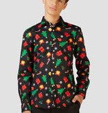 Zwart Kerst Overhemd Kerstfiguren Tiener Opposuits