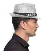 Hoed Sparkling Zilver 'Happy New Year'
