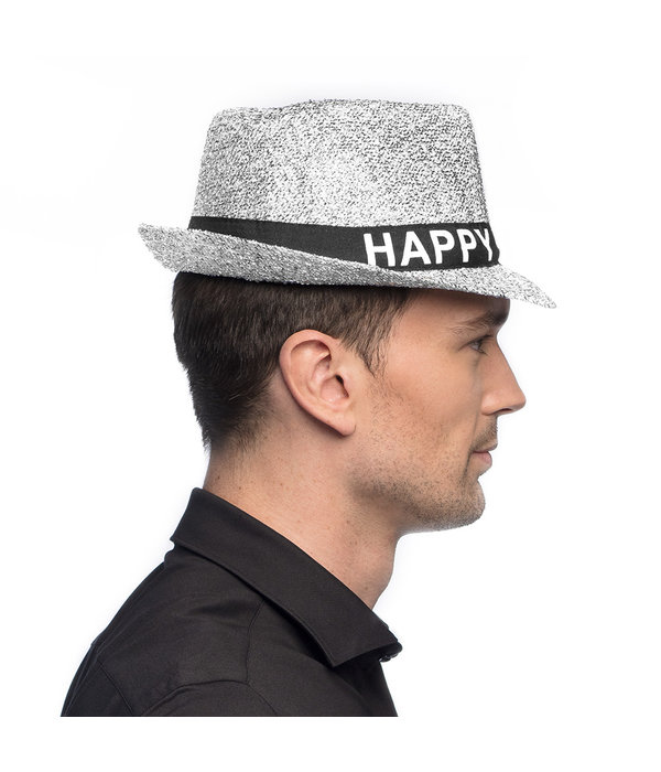 Hoed Sparkling Zilver 'Happy New Year'