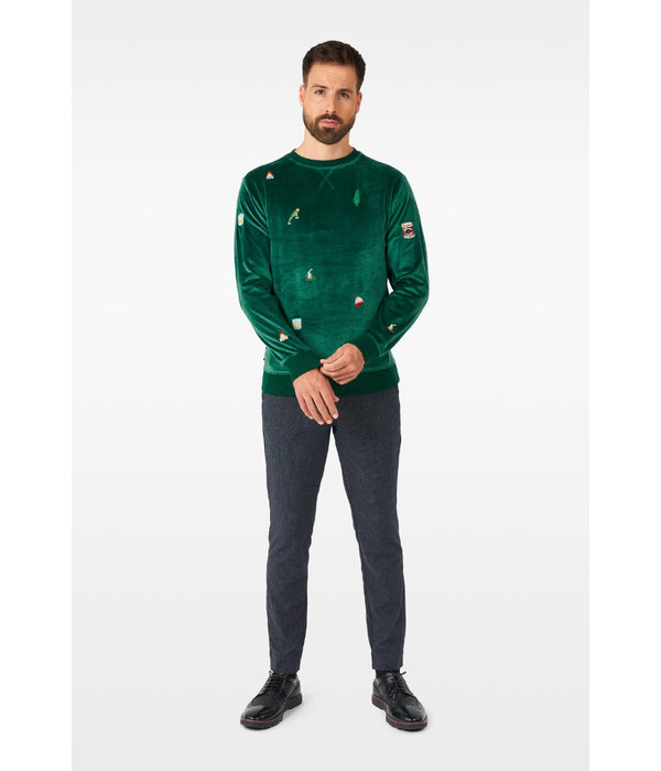Kerst Sweater Groen X-Mas Icons Opposuits Deluxe