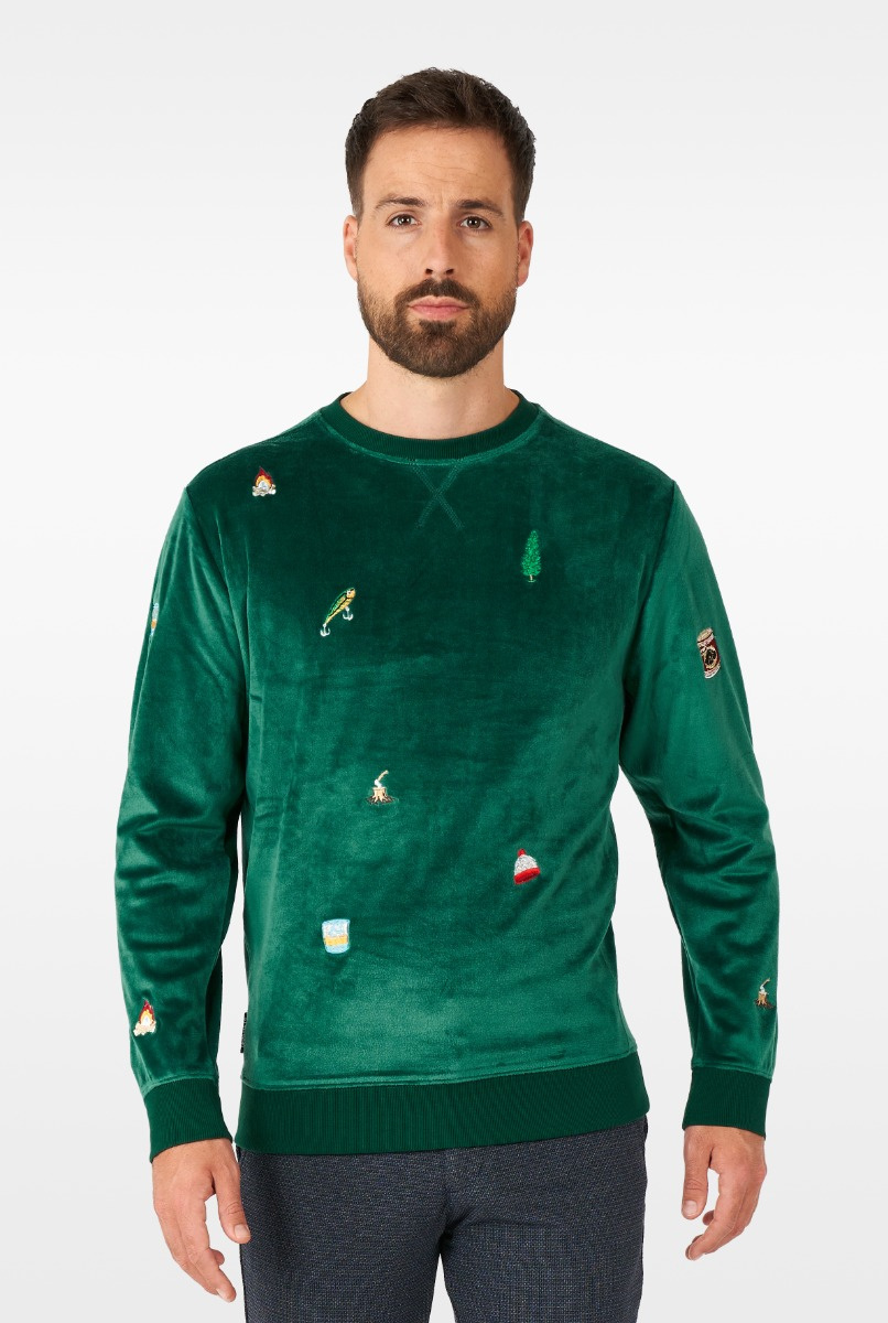 Kerst Sweater Groen X-Mas Icons Opposuits