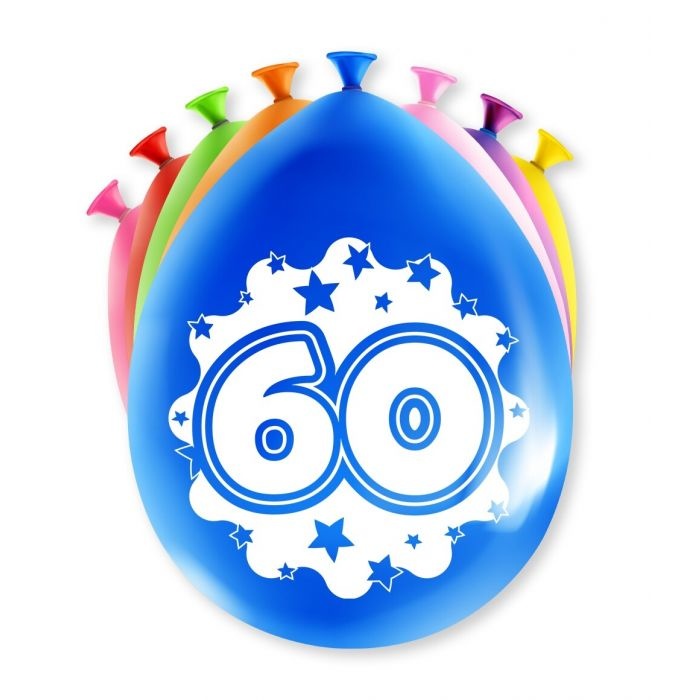 Party Ballonnen Hoera 60 Jaar - 8 Stuks afbeelding