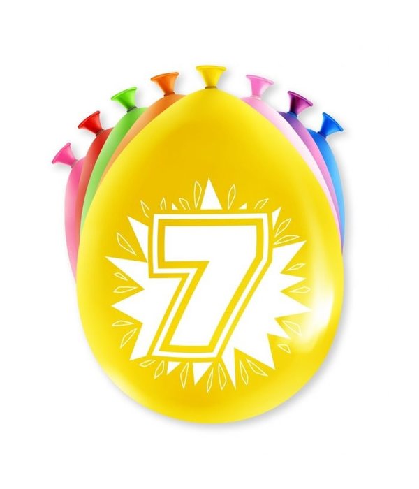 Party Ballonnen Hoera 7 Jaar - 8 Stuks