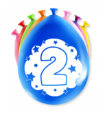 Party Ballonnen Hoera 2 Jaar - 8 Stuks