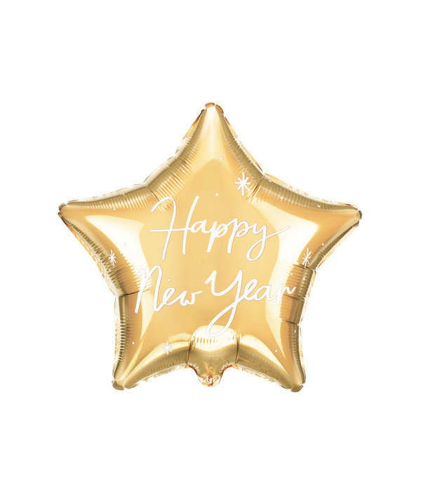 Gouden Folie Ballon Ster Happy New Year (45cm)