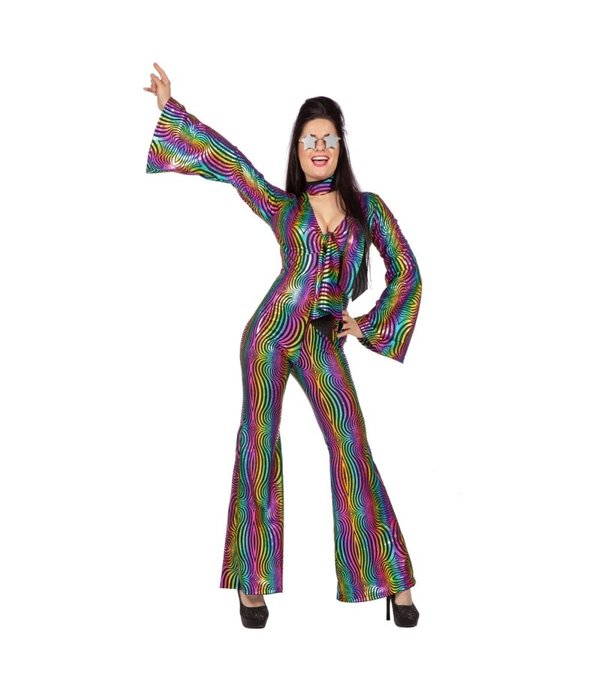 Disco Jumpsuit Rainbow Met Hoofdband