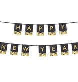 Letter Banner Happy New Year Zwart met Goud (170cm)