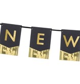 Letter Banner Happy New Year Zwart met Goud (170cm)