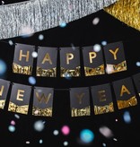 Letter Banner Happy New Year Zwart met Goud (170cm)