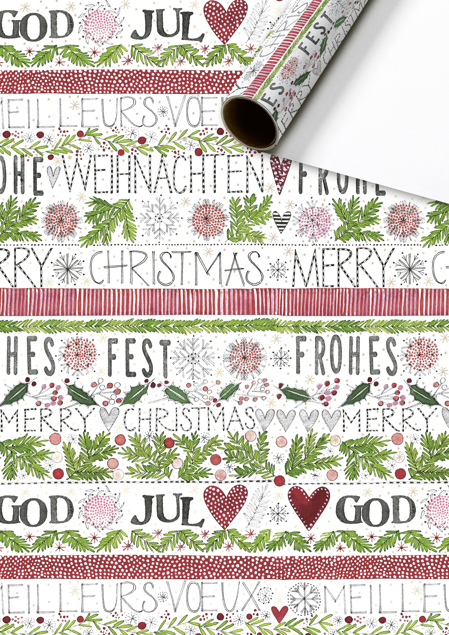 Inpakpapier Kerstfeest Verschillende Talen afbeelding