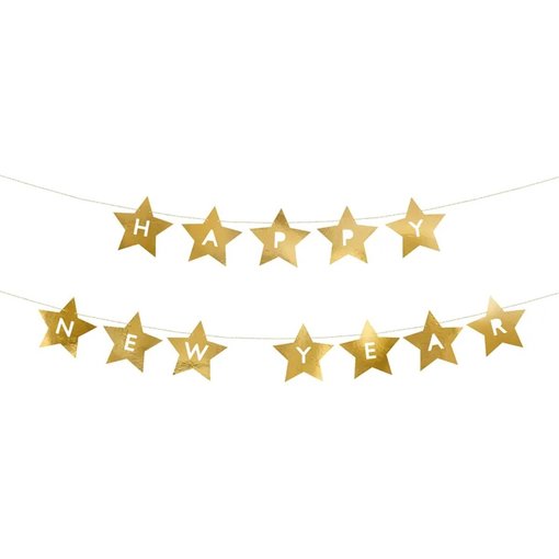 Letter Banner Happy New Year Gouden Sterren
