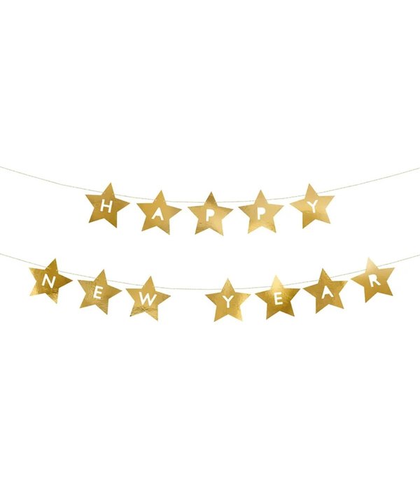 Letter Banner Happy New Year Gouden Sterren