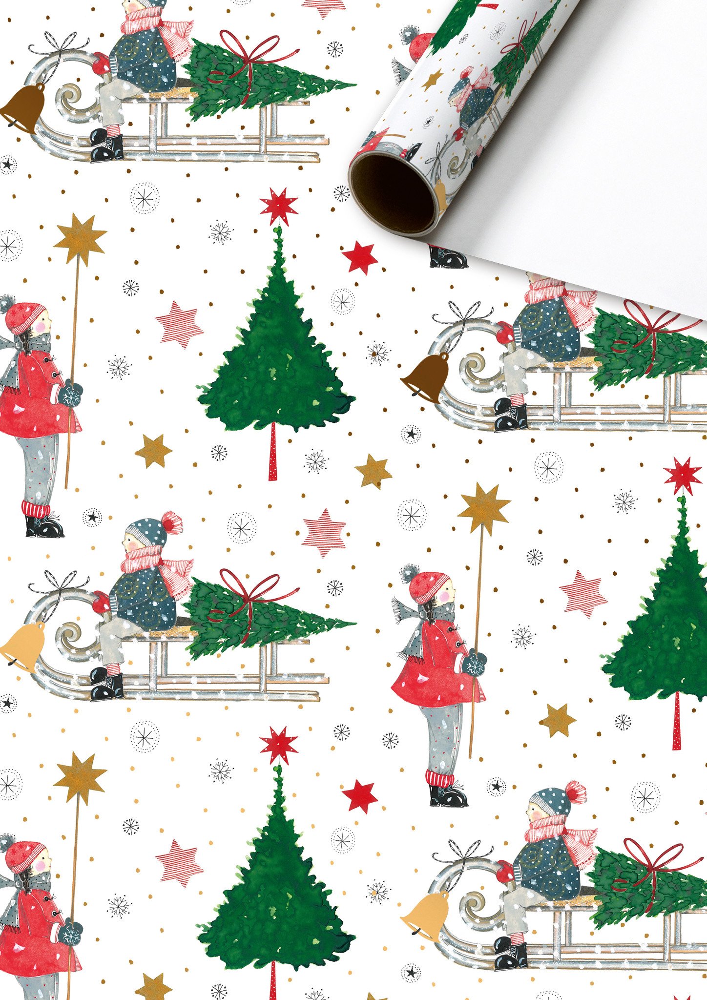 Cadeaupapier Kerstboom Slee