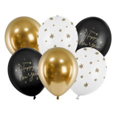 Happy New Year Ballonnen Mix Sterren (6st)