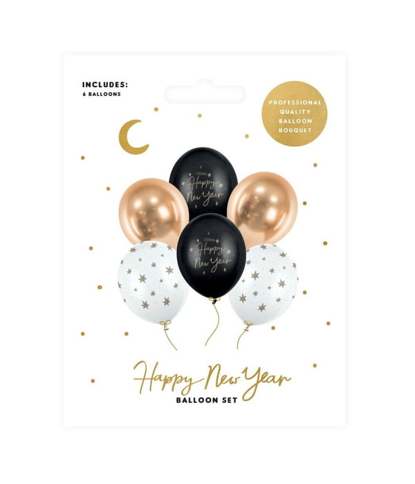 Happy New Year Ballonnen Mix Sterren (6st)