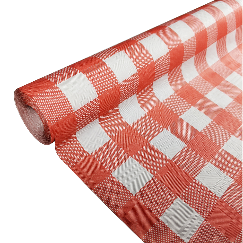 Papieren Tafelkleed Rood/Wit Geblokt (1,19x8m) -