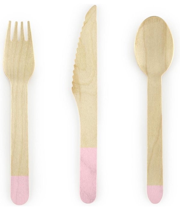 Houten Bestek Woodland Lichtroze (18st)