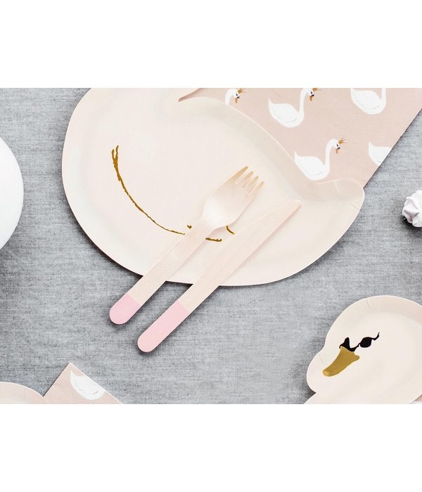 Houten Bestek Woodland Lichtroze (18st)