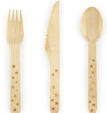 Houten Bestek Woodland Sterren Goud (18st)