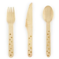 Houten Bestek Woodland Sterren Goud (18st)